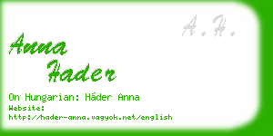 anna hader business card
